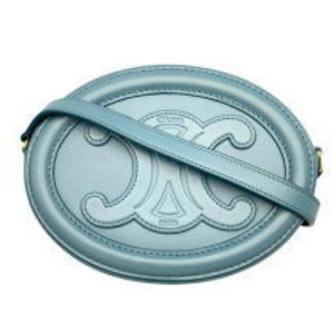 Celine Oval Shoulder Bag Blue Leather